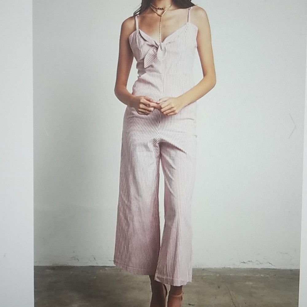 Stripe Smocking Back Jumpsuit